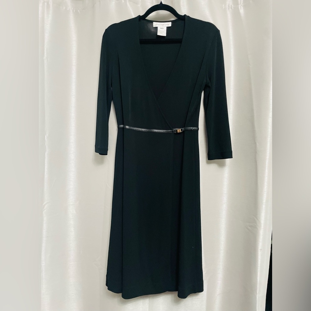 Jones New York Black Faux Wrap Dress